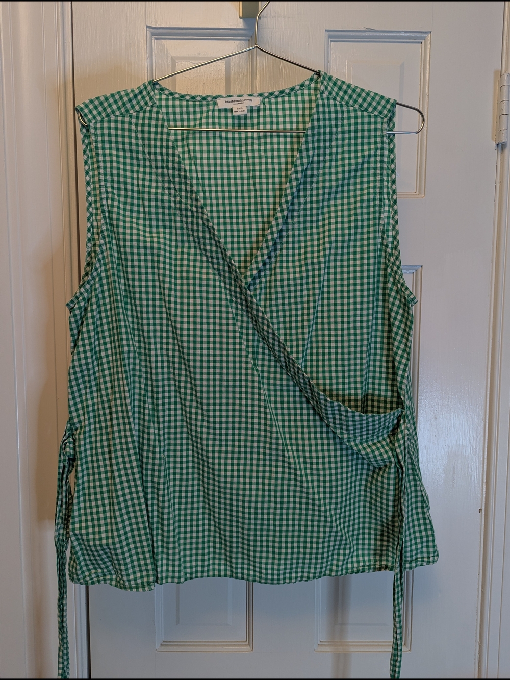 beachlunchlounge Green Gingham Wrap Sleeveless Top